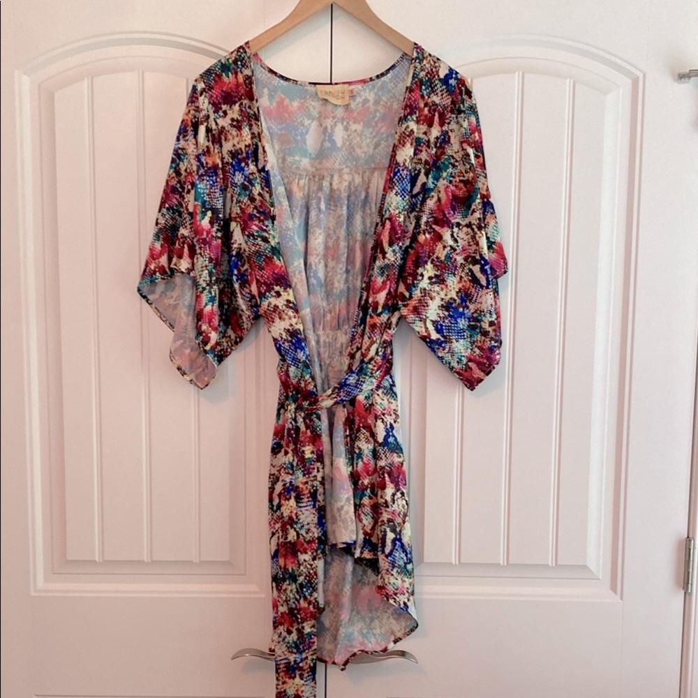 Judith March Women's Python Print Multi Color Robe Size S EUC